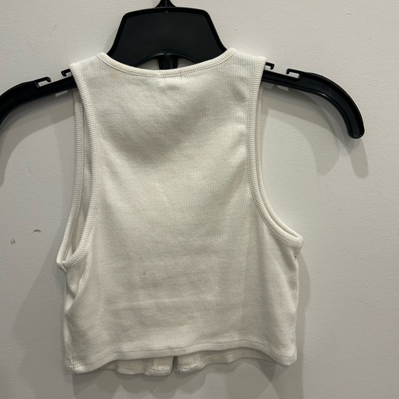Garage Button Up Front Muscle Tank In Whitee - Picture 3 of 4